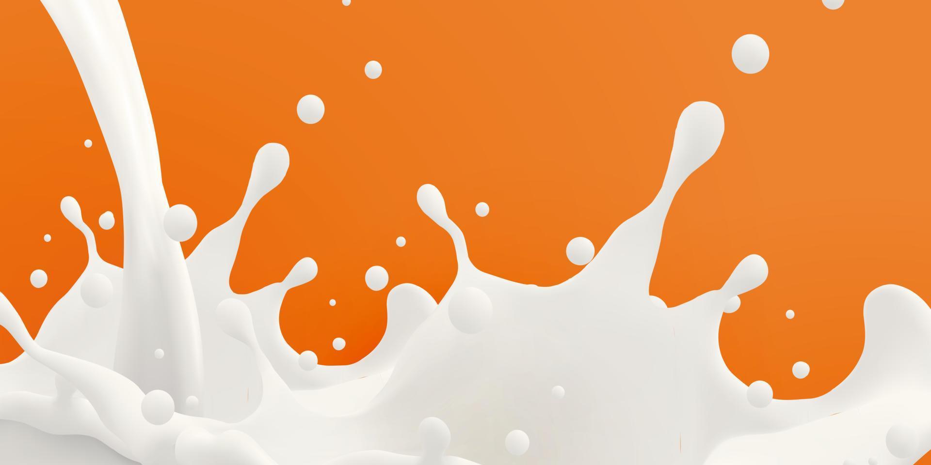 Milk jet background, milky splash, vector realistic liquid white splash on isolated background. 3d illustration.