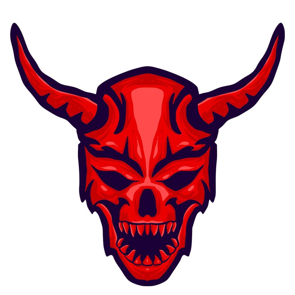 Skull devil illustration mascot logo art vector