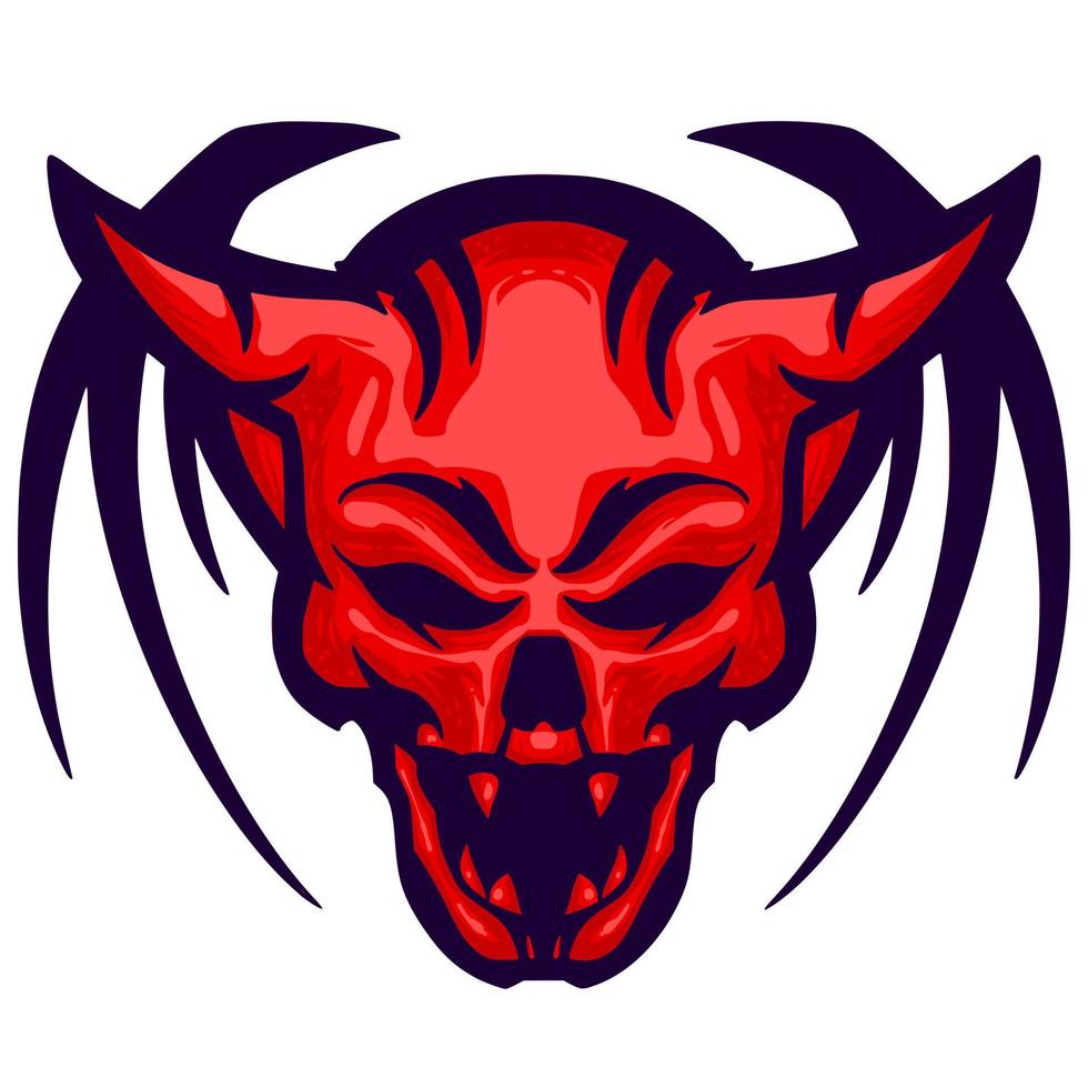 cráneo diablo ilustración mascota logo Arte vector