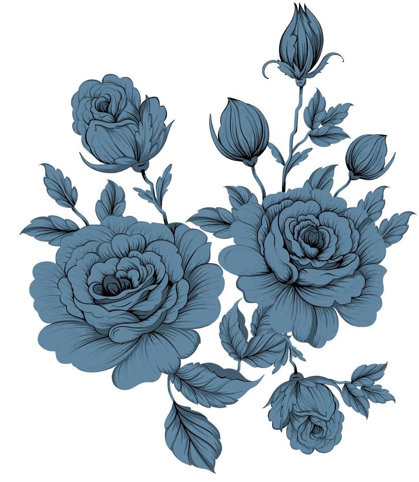Textile flowers for fabric designs. vector