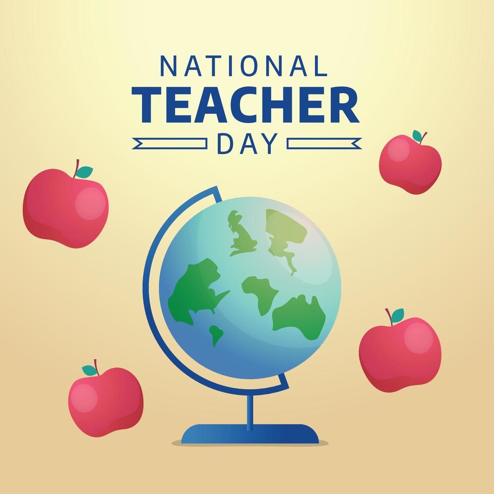 nacional profesor día vector ilustración. profesor día saludo con globo libro manzana. profesores día saludo modelo.