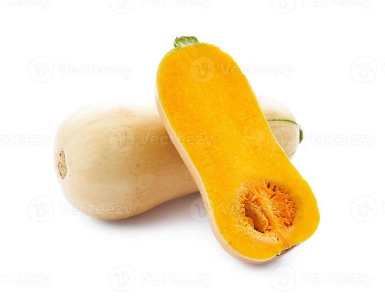 butternut squash or butternut pumpkin or gramma isolated on white background. winter autumn vegetable food photo