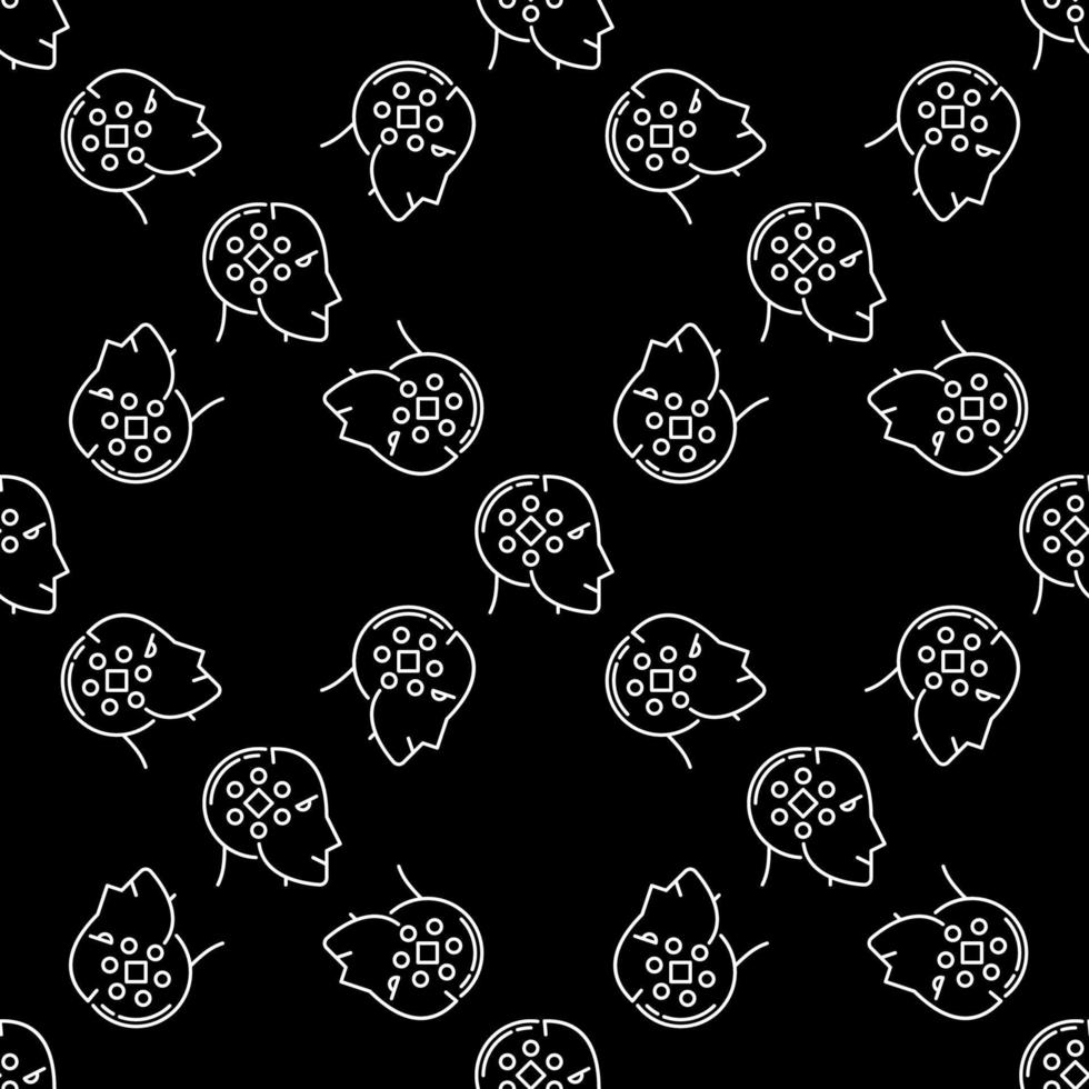 AI and ML Head vector Machine Learning dark line seamless pattern