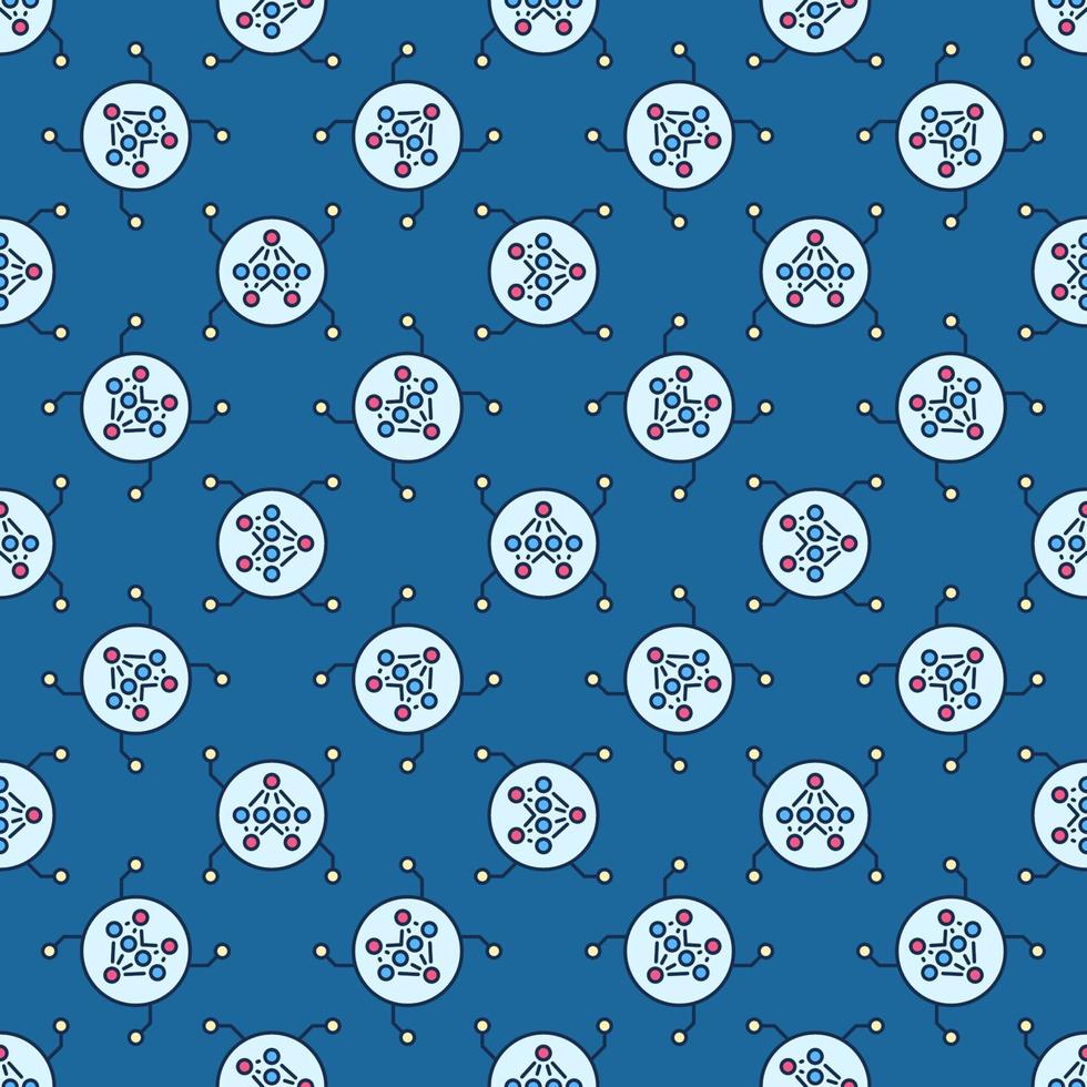 Artificial Neural Network in Circle vector colored seamless pattern