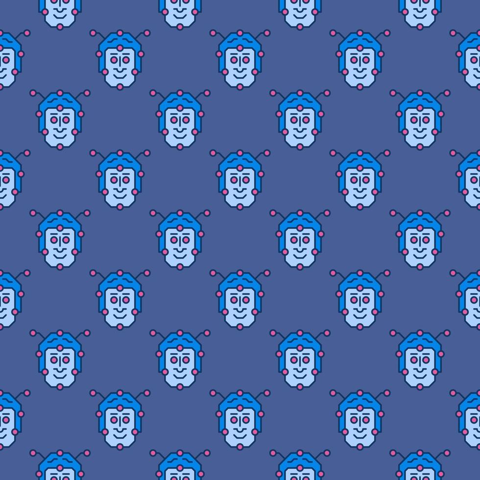 AI Face vector Robot Head concept modern seamless pattern