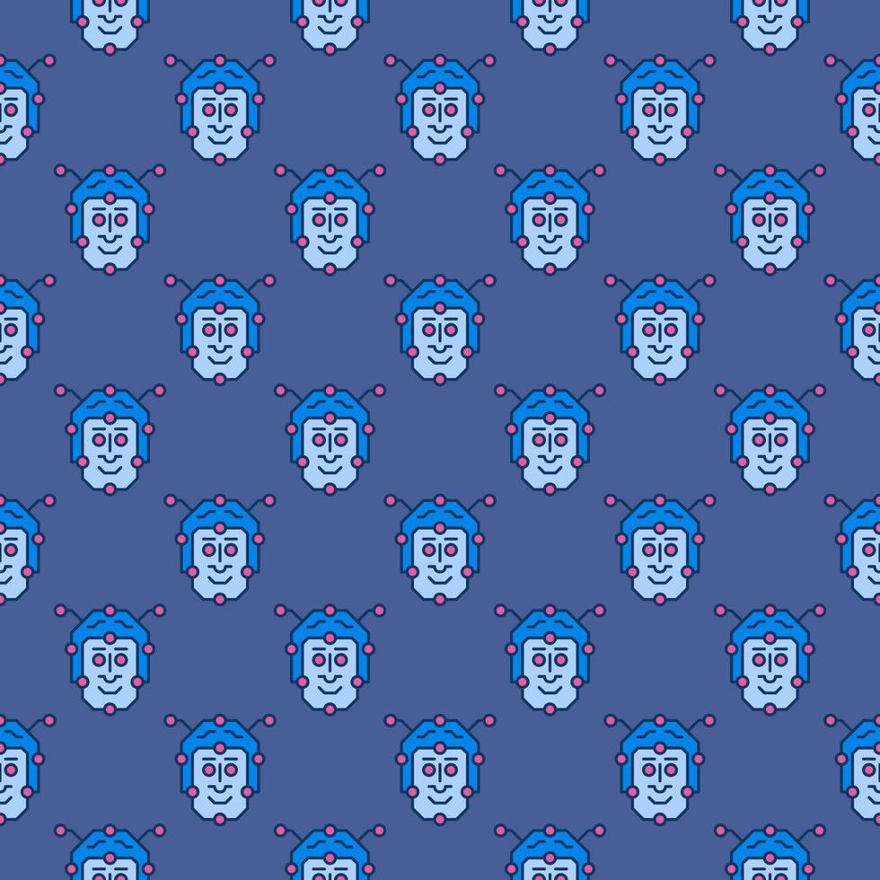 AI Face vector Robot Head concept modern seamless pattern