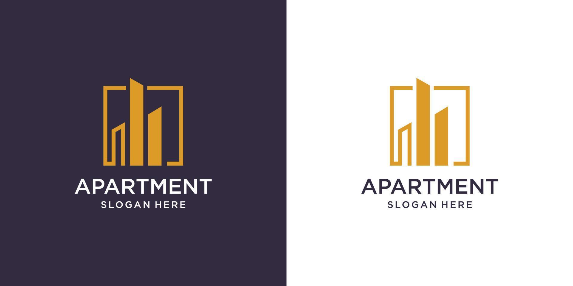 Building logo design with modern idea, real estate, apartment, house vector