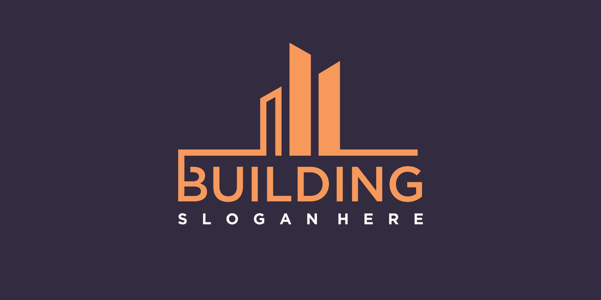 Building logo design with modern idea, real estate, apartment, house vector