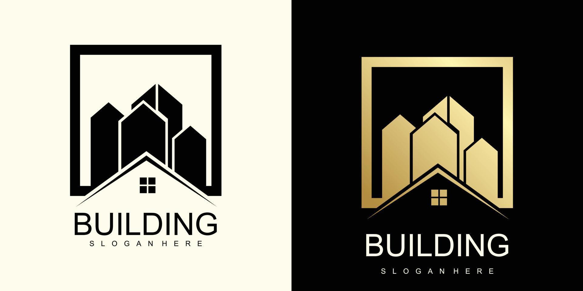 Building logo design with unique idea, real estate, apartment, house vector