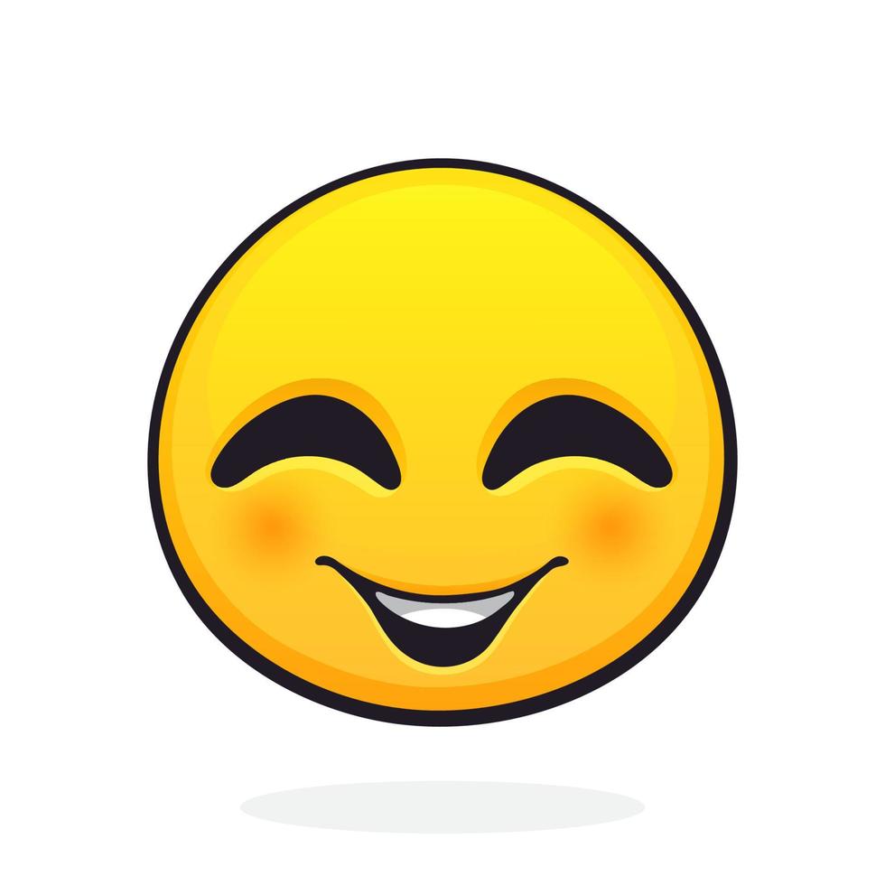 Emoticon for expressing emotion of joy, with smile and squint eyes ...
