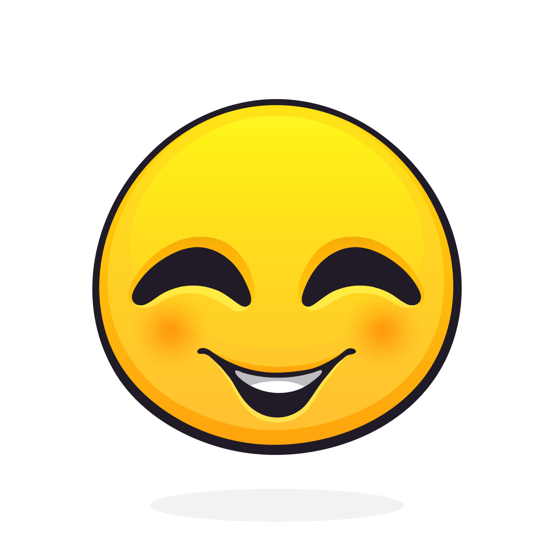 Emoticon for expressing emotion of joy, with smile and squint eyes