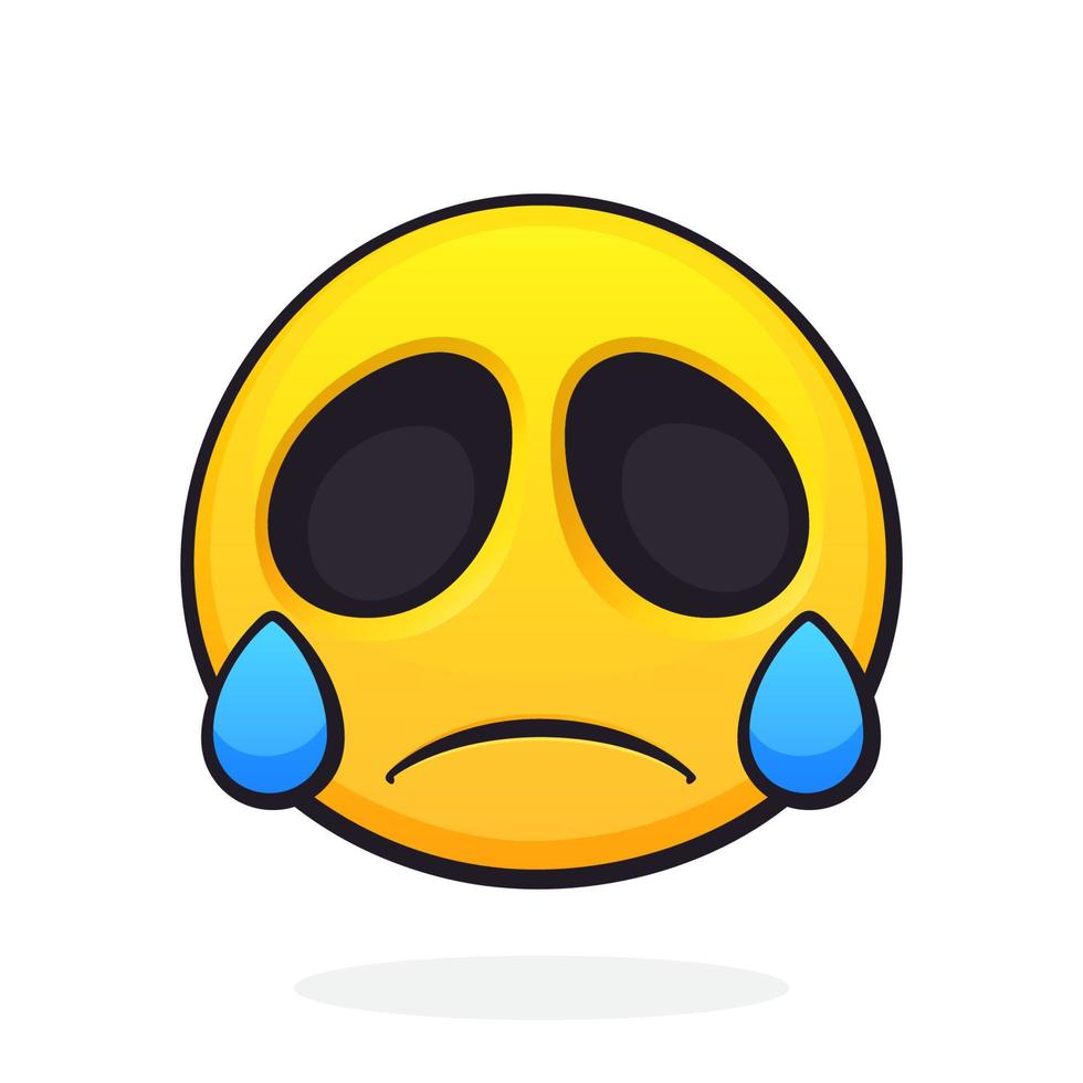 Emoticon for expressing emotion of sadness, disappointment and crying. Grief or sorrow emoji vector