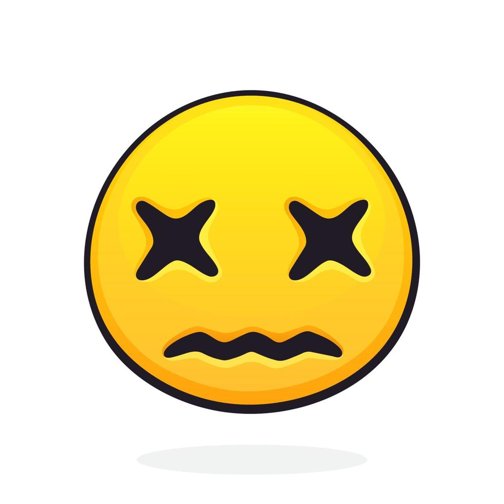 Emoticon with cross eyes for expressing emotion of death. Dead corpse emoji. Icon for expression of feelings vector