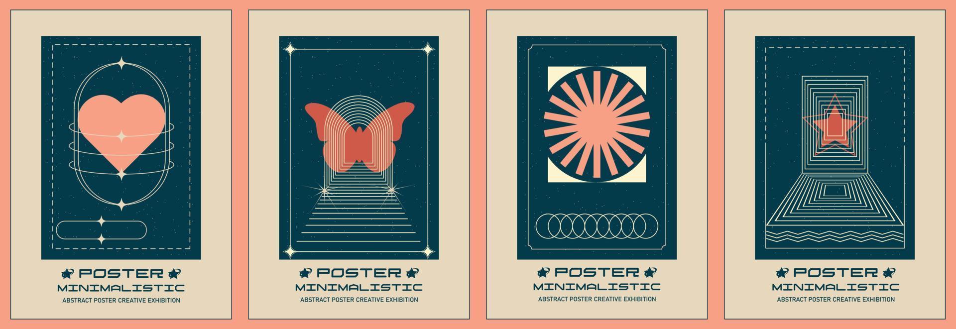 resumen carteles, Bauhaus geométrico modelo carteles de moda minimalista geométrico diseños con sencillo formas y elementos. moderno Arte. vector