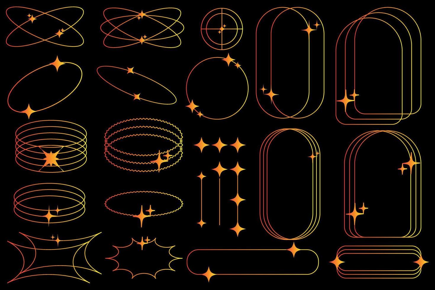 Modern blurry gradient designs in line style, trendy 90s, 00s psychedelic style. Aesthetics Y2K. Template for social media posts, digital marketing. vector