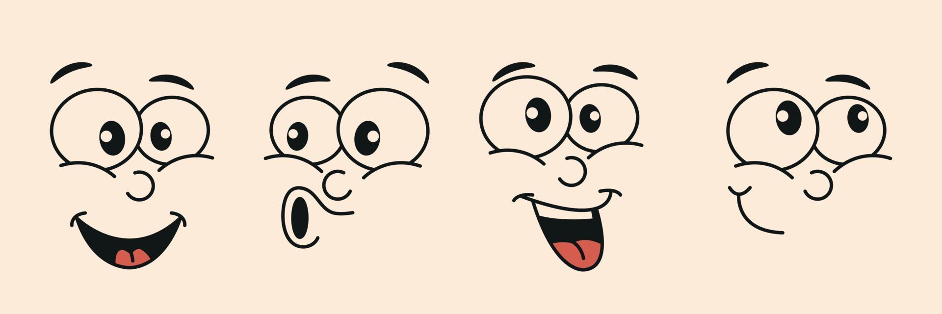 modelo de aparato de relojería dibujos animados bozales, caras. divertido, maravilloso, feliz, emoticon con ojos y un sonrisa. vector ilustración.