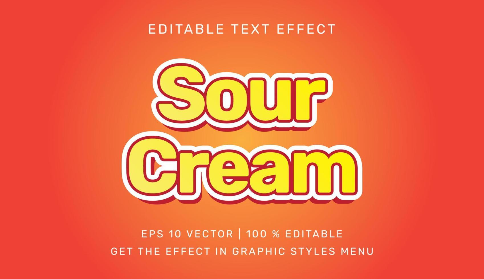 Sour cream 3d editable text effect template vector