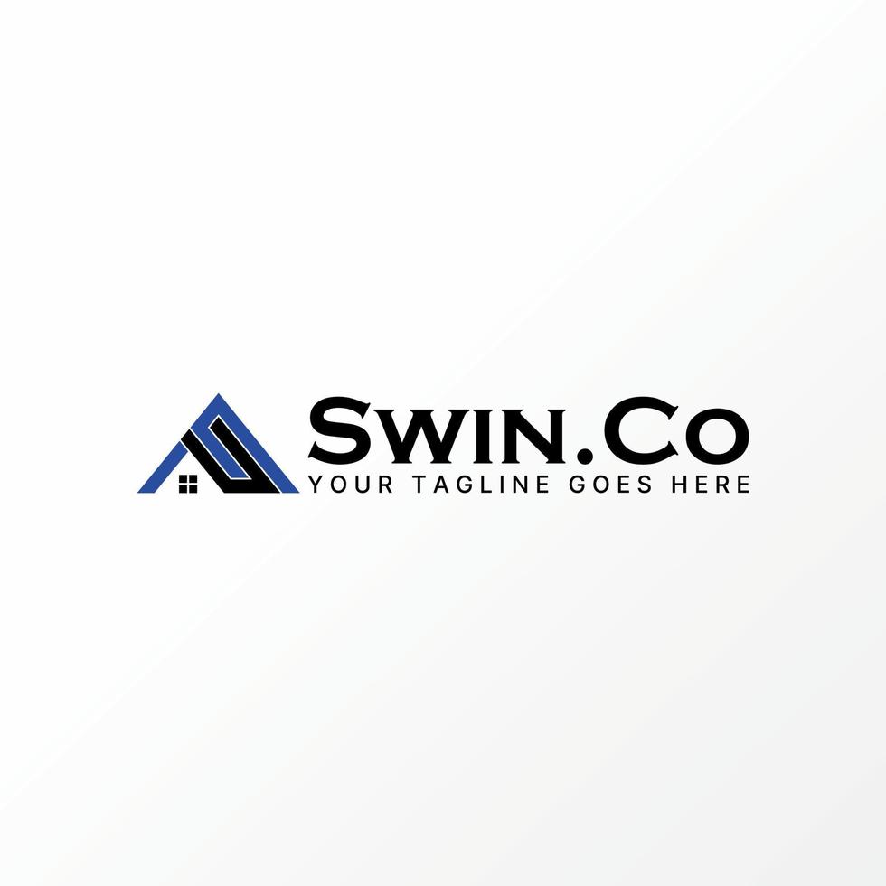 Logo design graphic concept creative abstract premium free vector stock letter SC or CS font on triangle like roof house. Related to monogram property