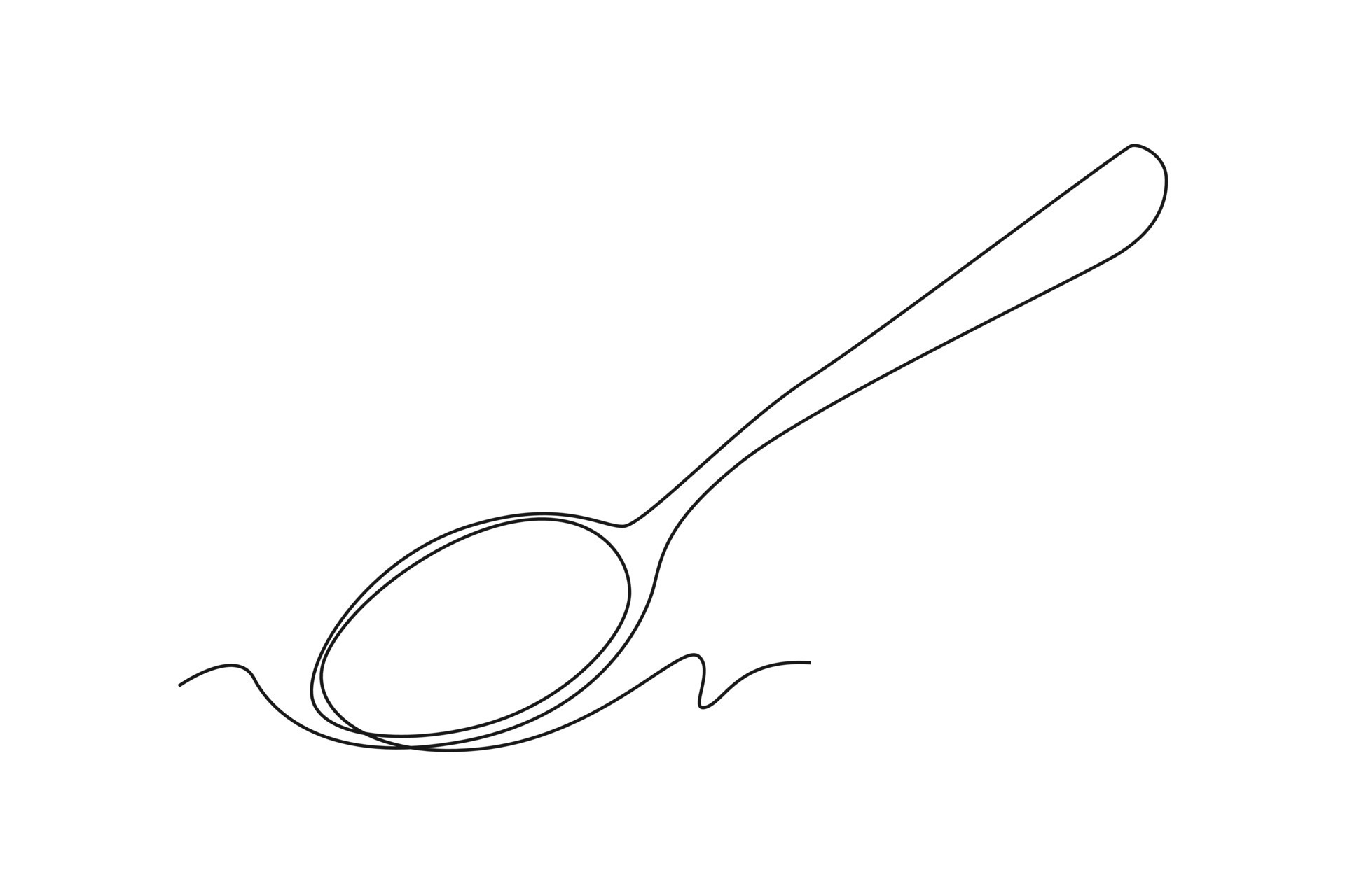 Single one line drawing spoon. Tableware concept. Continuous line draw design graphic vector