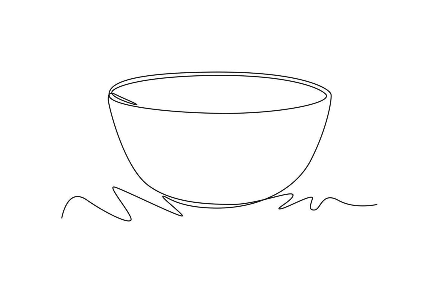 Single one line drawing bowl. Tableware concept. Continuous line draw design graphic vector illustration.