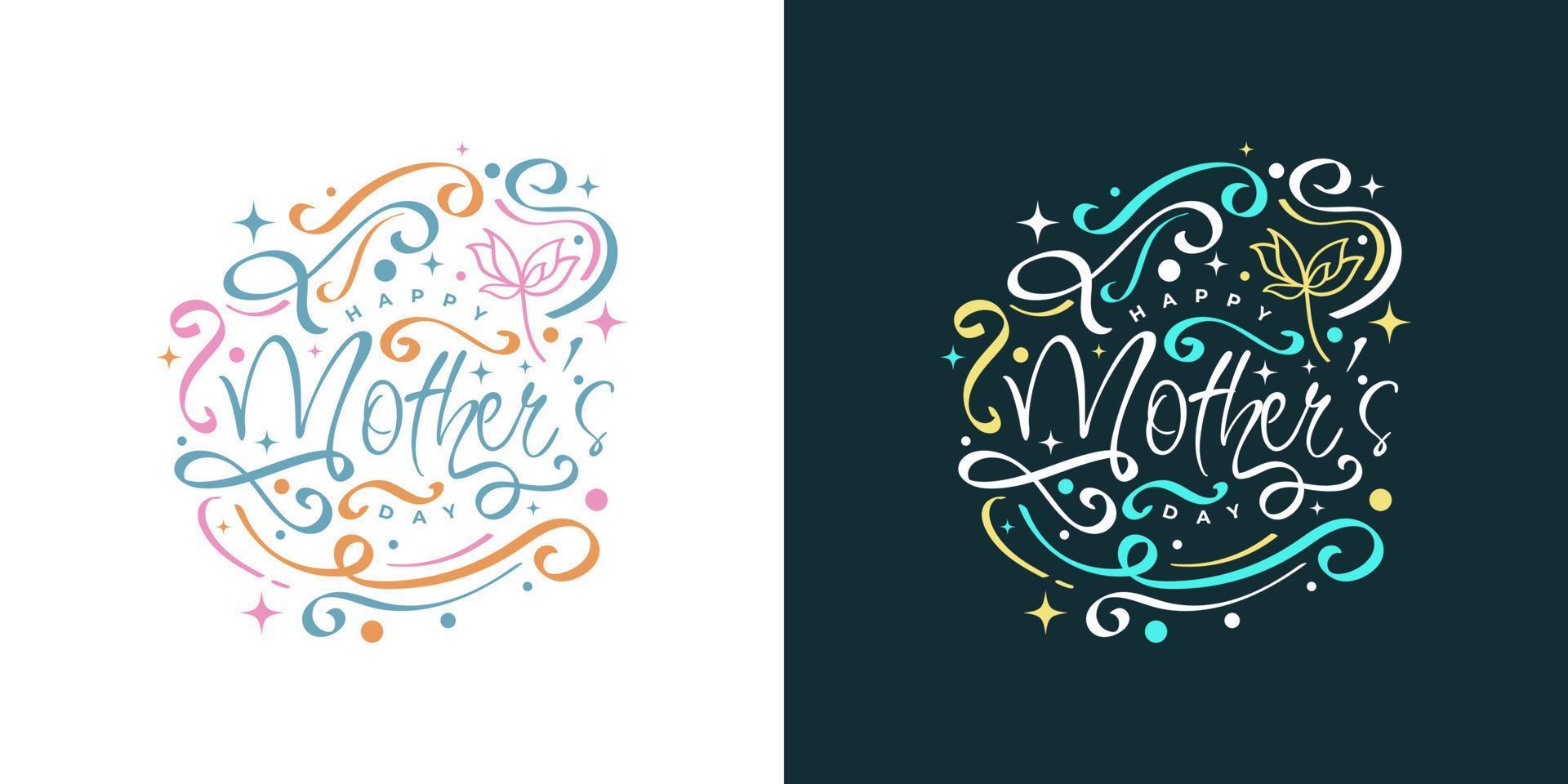 Happy Mother's Day Lettering with Colorful Doodle Style. Can be Used for Greeting Card, Poster, Banner, or T Shirt Design vector