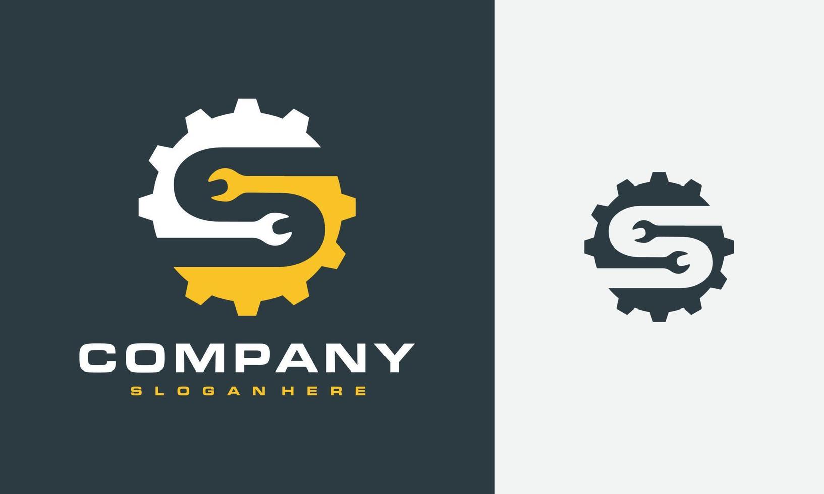 initial S gear wrench logo vector