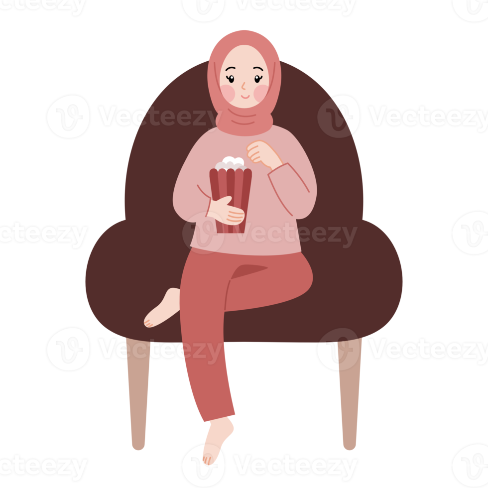 cute hijab woman character illustration png