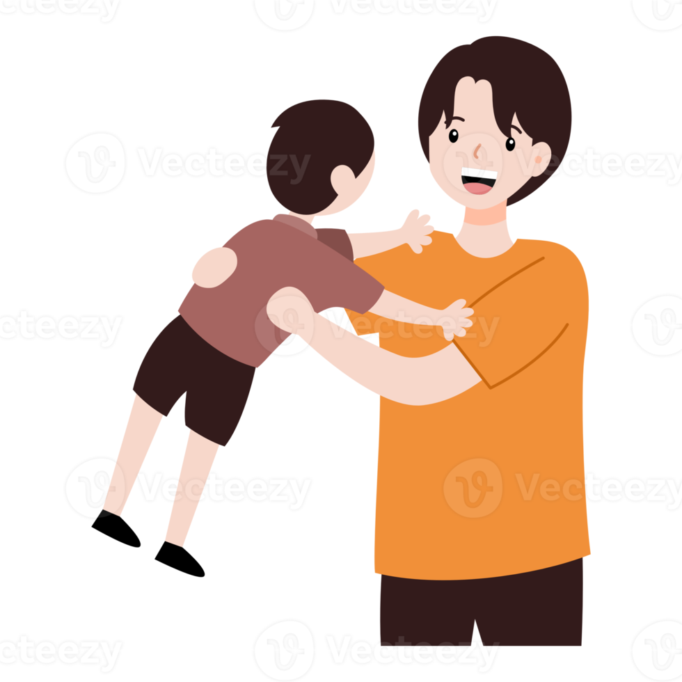 father and kid illustration in hand drawn style png