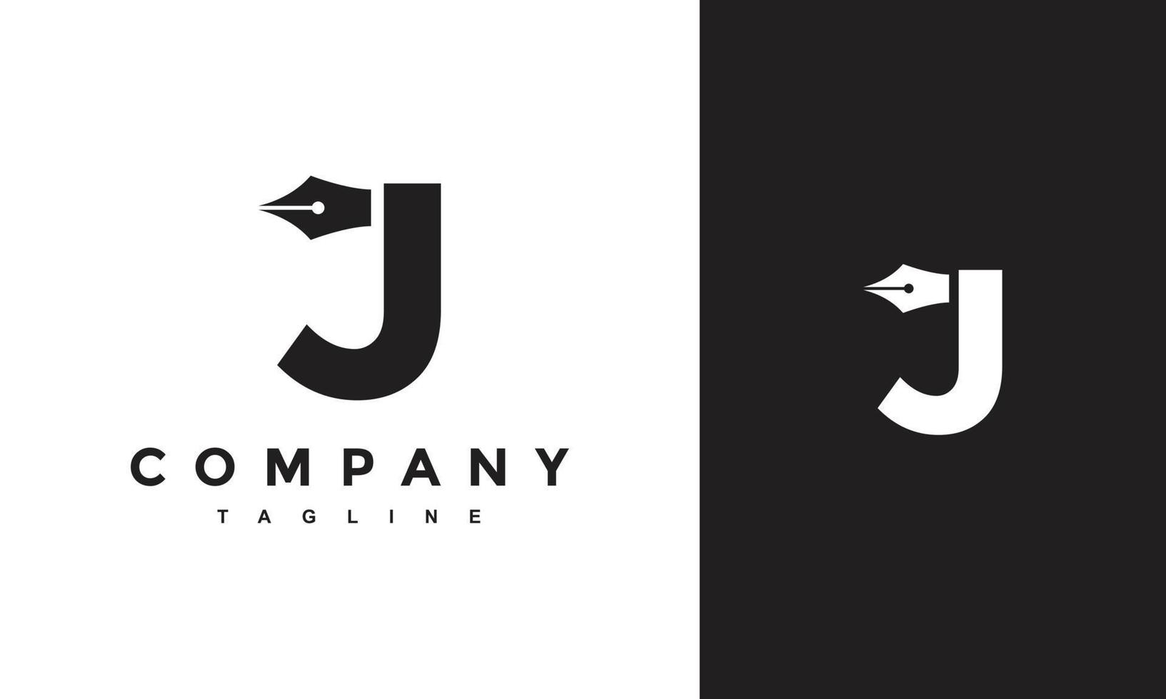 initial J pen ink logo vector