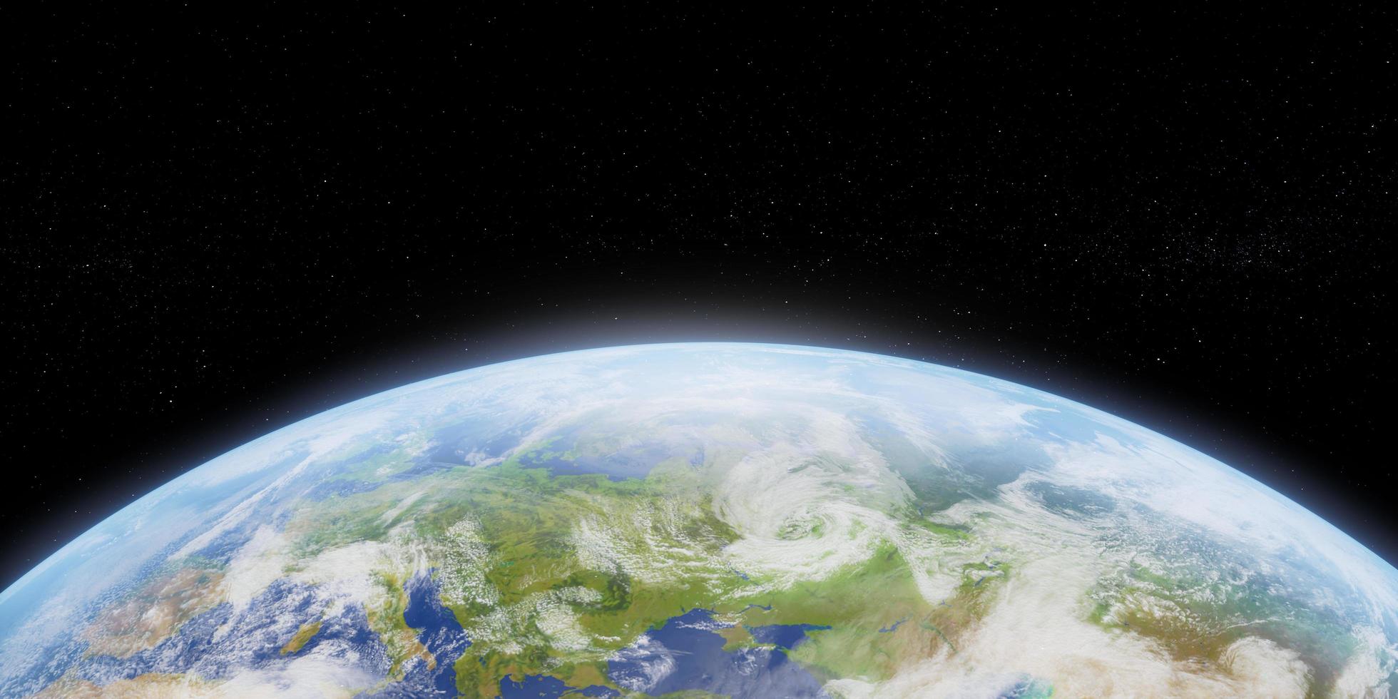 World Global Planet Earth views from space with daytime in Europe. Concept business or European communication technology background. 3d illustration photo