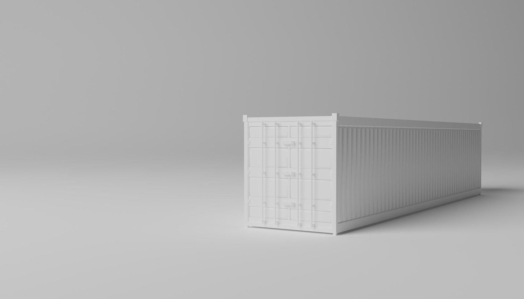 concept of business freight or cargo. white Shipping Container on white background. 3d illustration photo