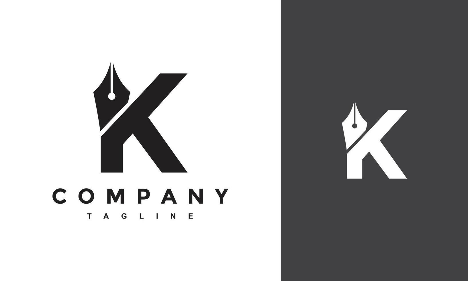 initial K ink pen logo vector