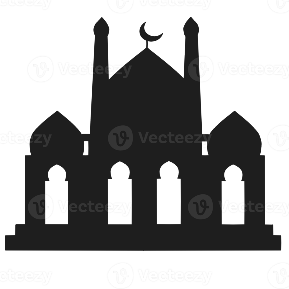 Illustration of islamic mosque silhouette png