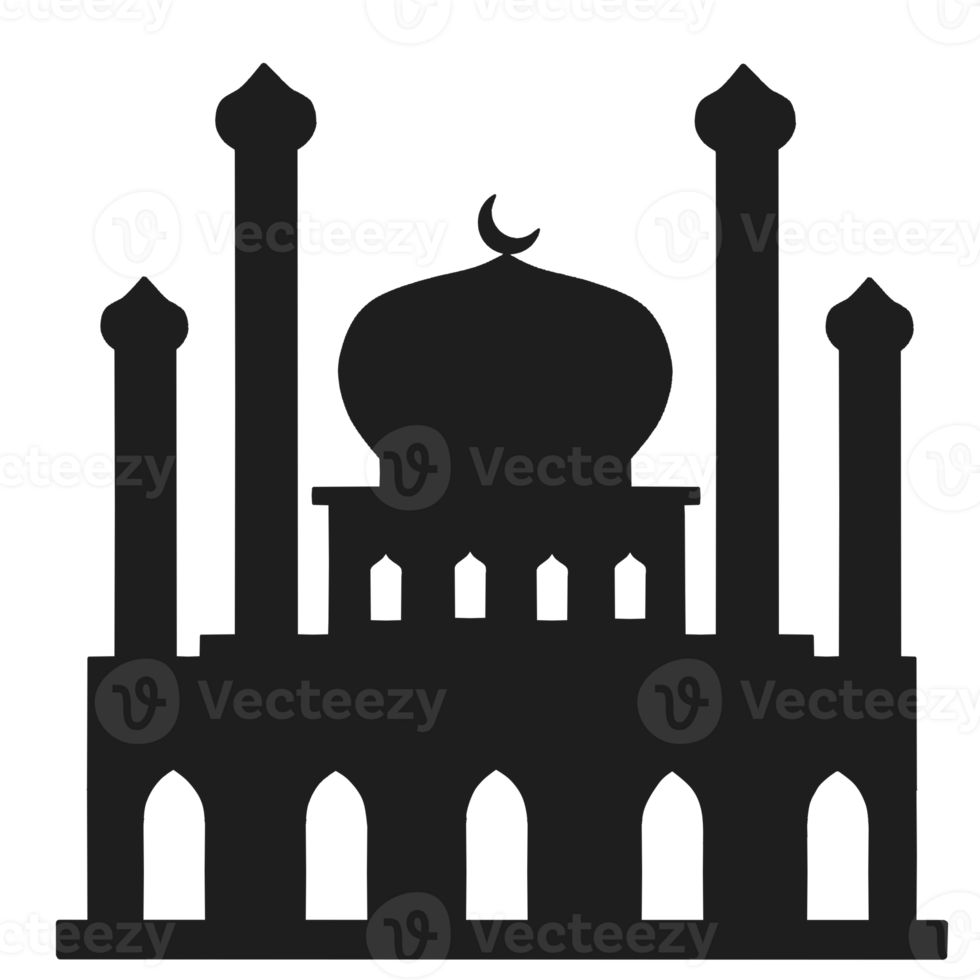 Illustration of islamic mosque silhouette png