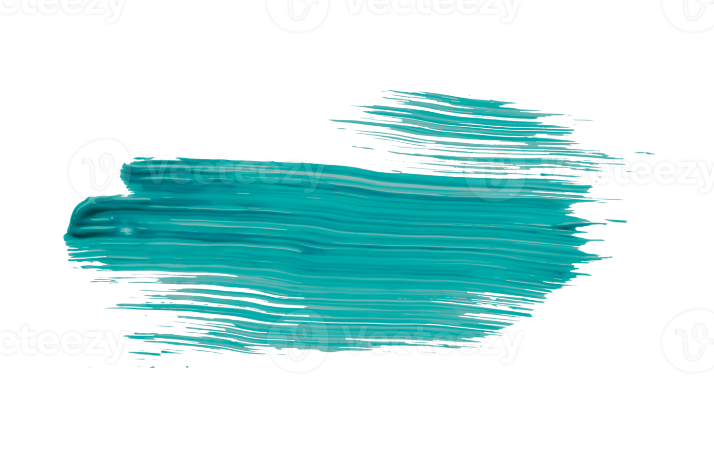 Turquoise paintbrush isolated on transparent background. deep lake green brush, png