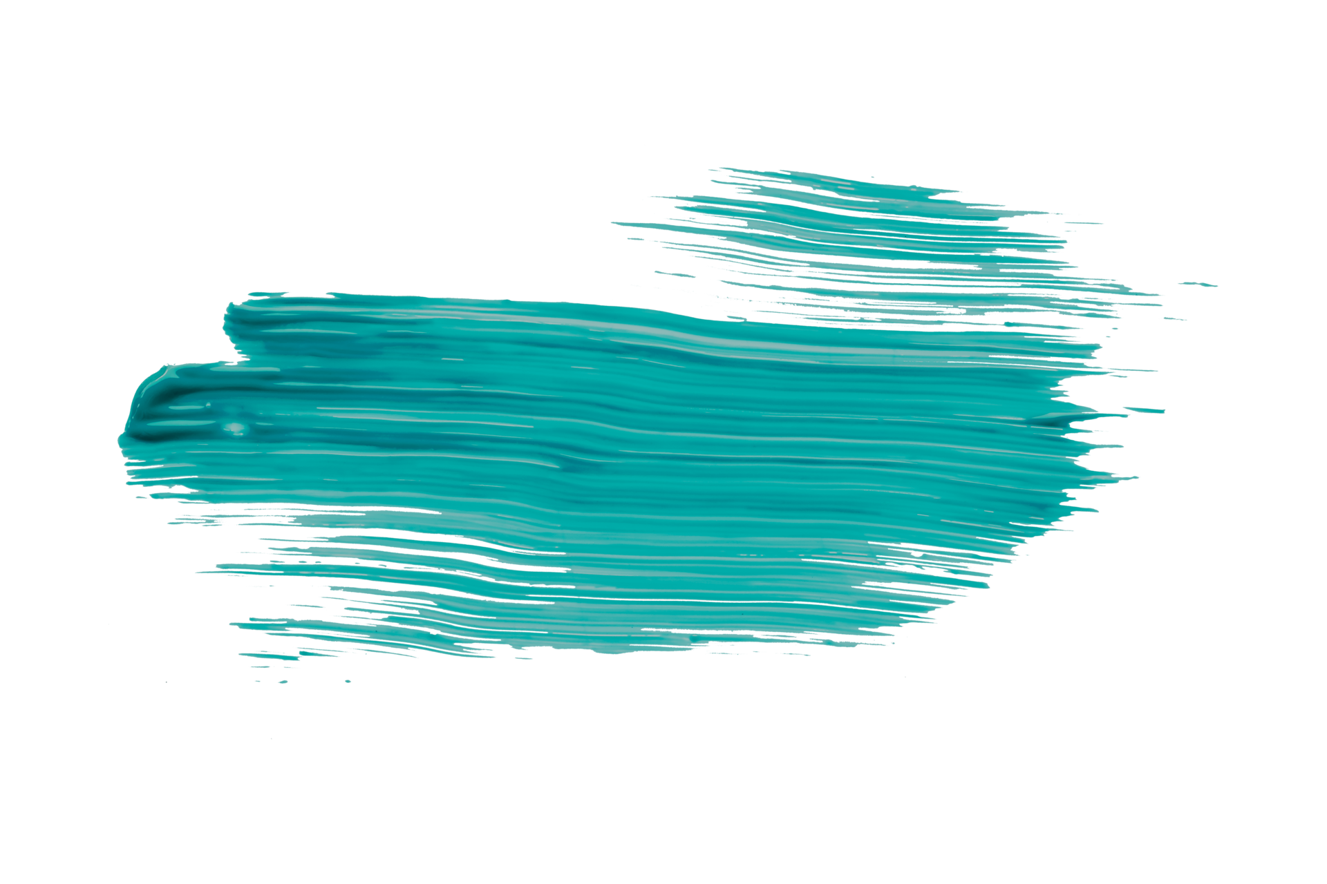 Turquoise paintbrush isolated on transparent background. deep lake ...