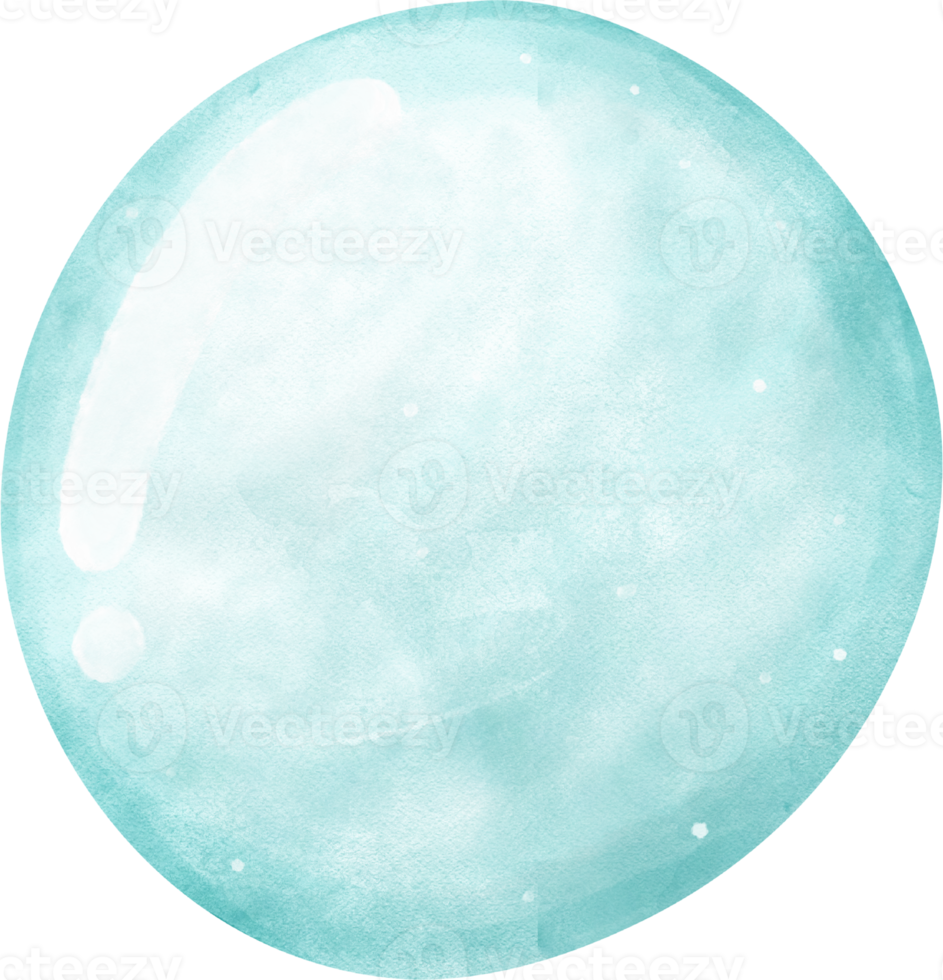 Cute watercolor blue water bubble round shape cartoon hand painting png