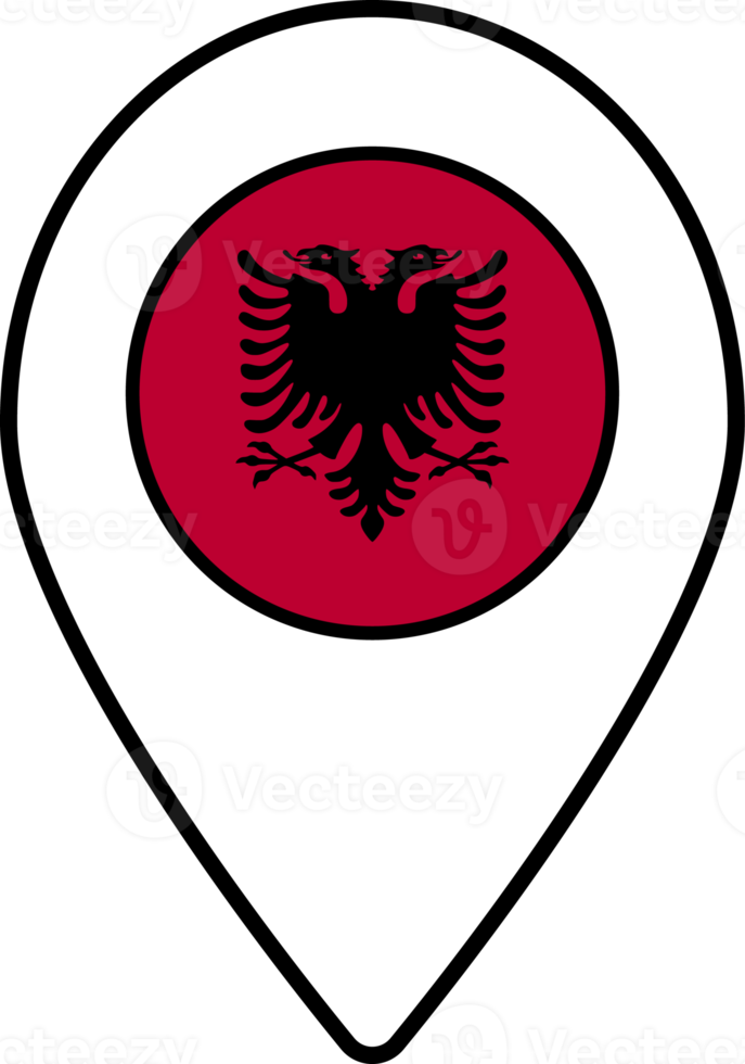 Albanien Flagge Karte Stift Navigation Symbol. png