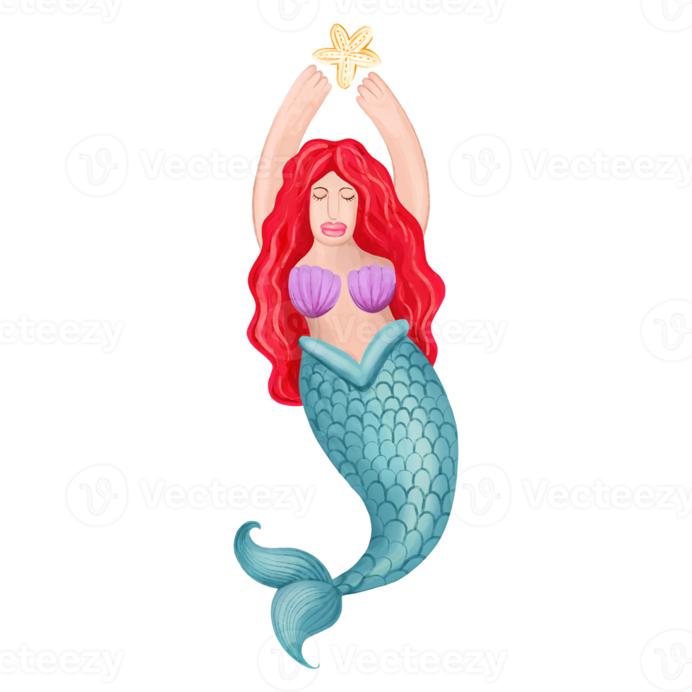 Cute watercolor Mermaid png