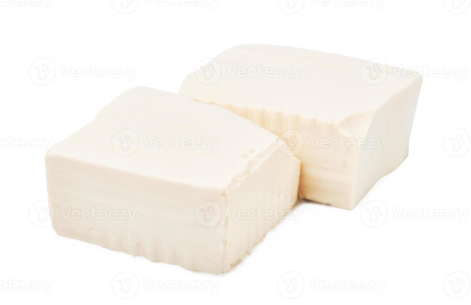 white tofu isolated on white background with clipping path photo