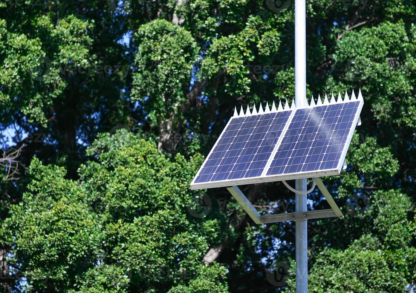 small solar panels in the nature photo