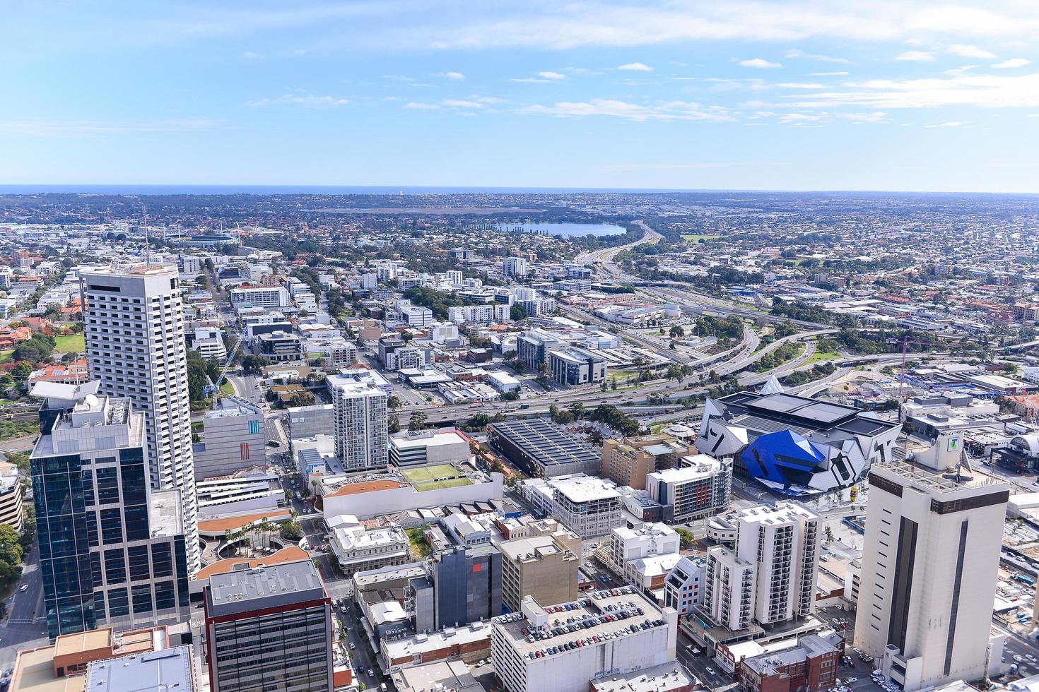 PERTH, AUSTRALIA - JUL 27, 2015-skyscrape of Perth City, is the capital and largest city of the Australian state of Western Australia, on July 27, 2015 photo