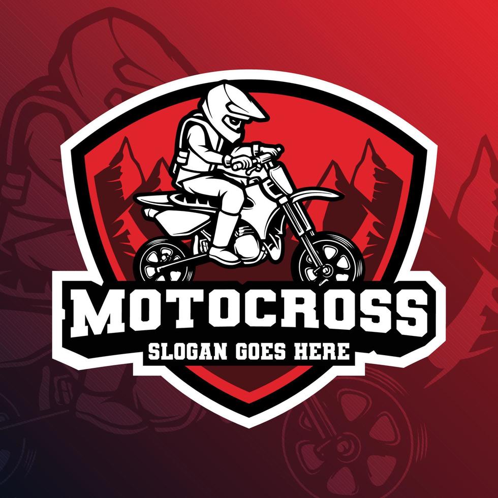 Mascot of motocross kids that is suitable for e-sport gaming logo template vector