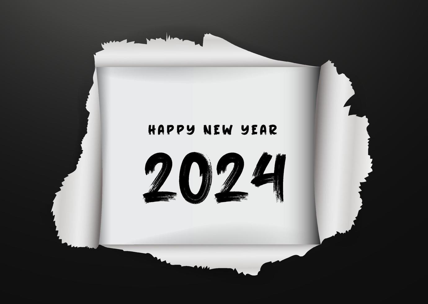 visión 2024 objetivo escrito detrás un Rasgado papel. Rasgado papel revelador el número 2024. vector