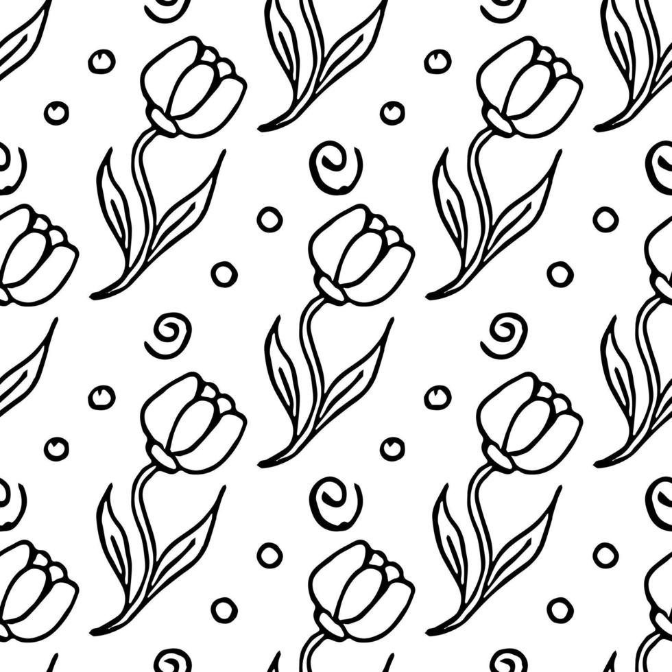 Seamless floral pattern. Doodle background with flowers. Spring pattern vector