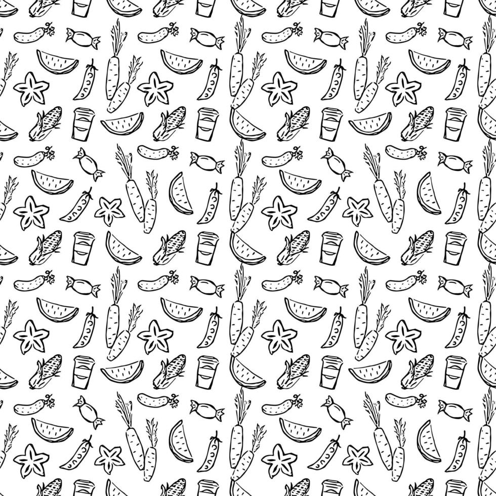 Seamless pattern with food icons. doodle food pattern. Food background vector