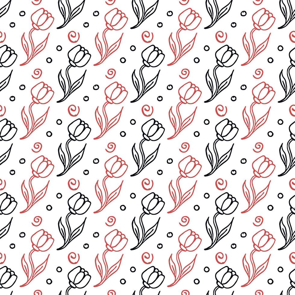 Seamless floral pattern. Doodle background with flowers. Spring pattern vector