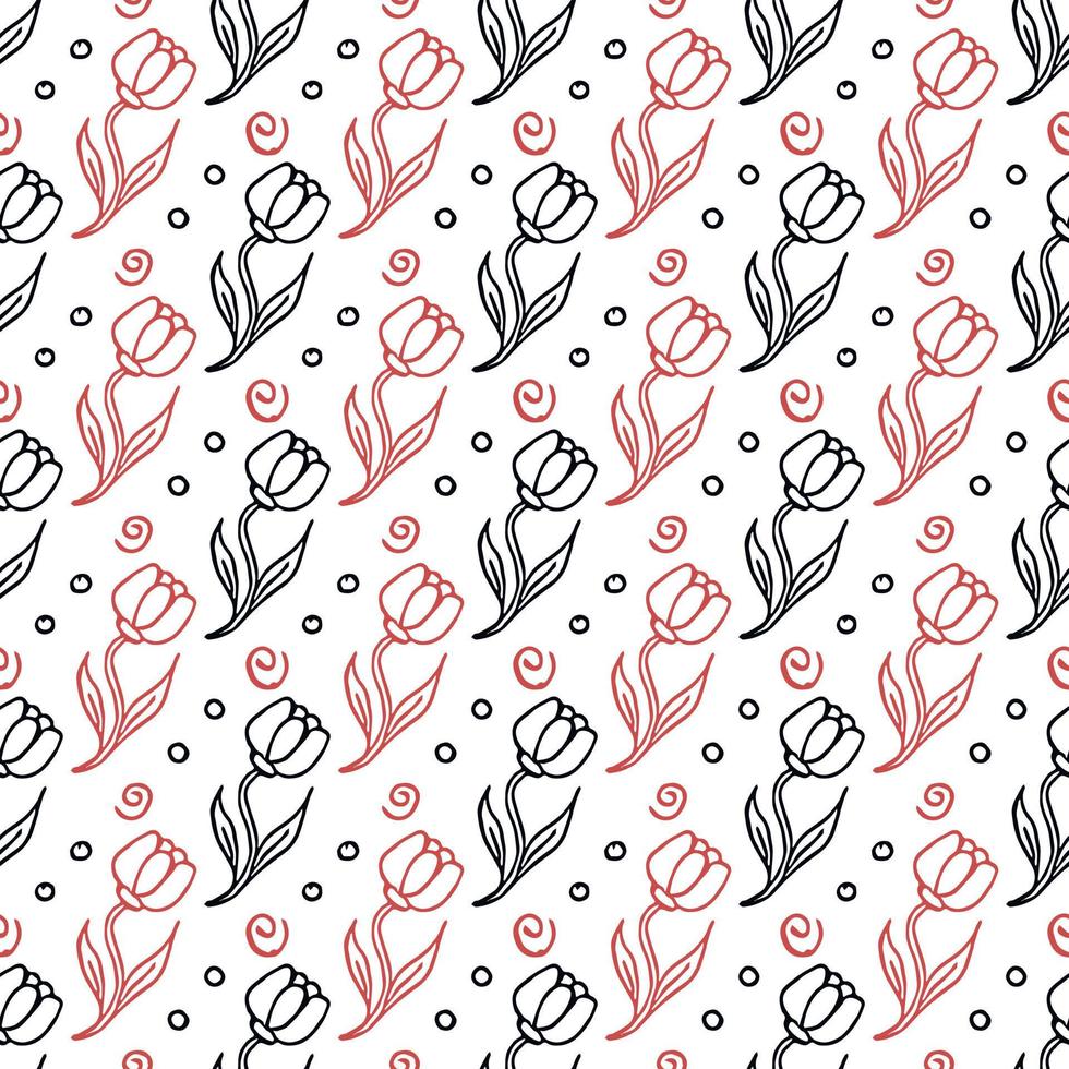 Seamless floral pattern. Doodle background with flowers. Spring pattern vector