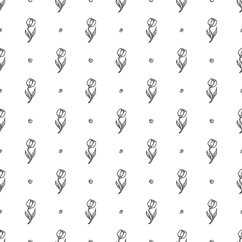 Seamless floral pattern. Doodle background with flowers. Spring pattern vector
