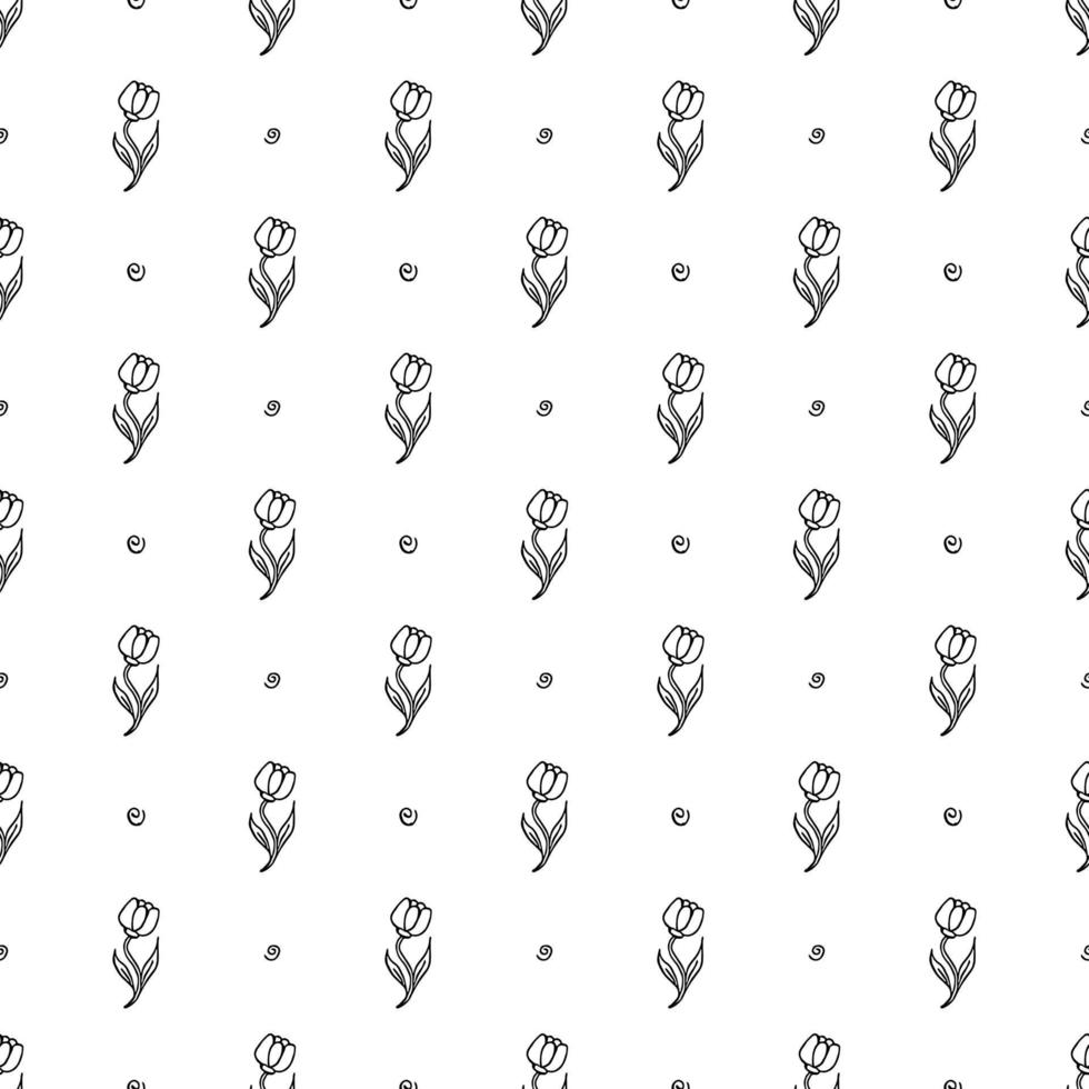 Seamless floral pattern. Doodle background with flowers. Spring pattern vector